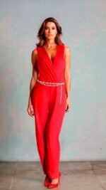 AMORÉ | Mono largo rojo elegante | Fiesta | Crepé Premium