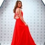 GLAMOUR | Vestido rojo largo pedrería | Espalda Joya | Fiesta