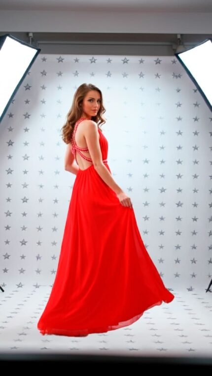 GLAMOUR | Vestido rojo largo pedrería | Espalda Joya | Fiesta