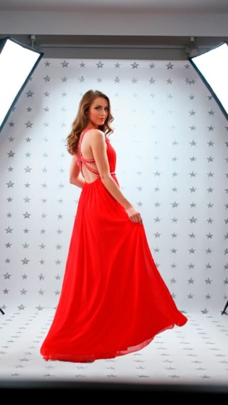 GLAMOUR | Vestido rojo largo pedrería | Espalda Joya | Fiesta