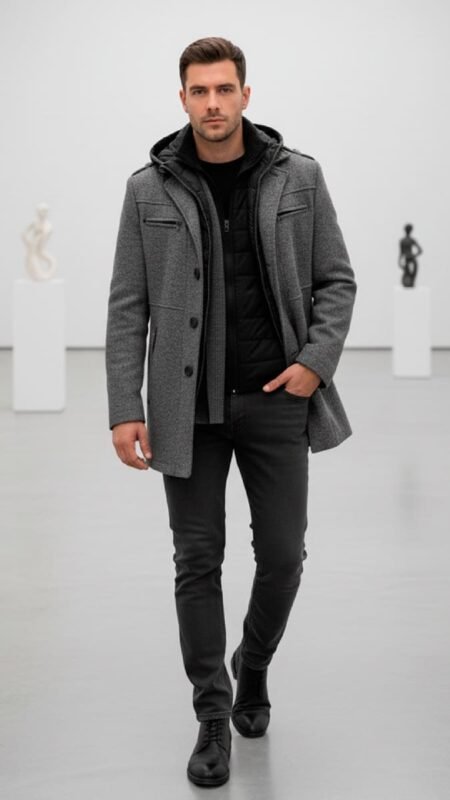 KAEL | Chaqueta Puffer Hombre | Gris Mate | Calidad Premium KNS