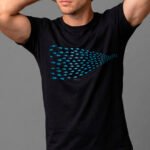 Camiseta Trazo Manjúa algodón diseño artesanal hombre color negro